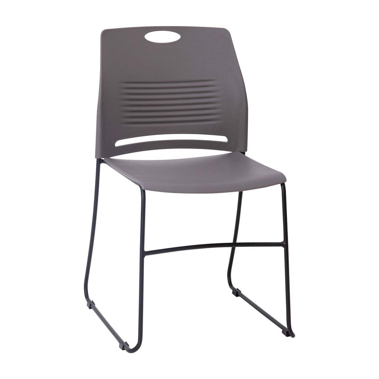 Emma and Oliver Arcana Series Heavy Duty 660 lb. Capacity Ergonomic Polypropylene Stack Chair with Perforated Back and Steel Sled Base